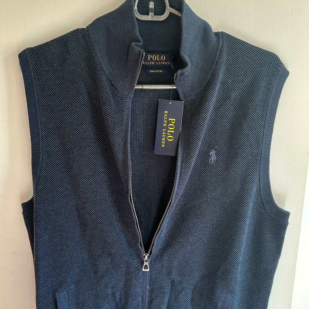 Polo Ralph Lauren Men's Full-Zip Sweater Vest - Blue Small NWT